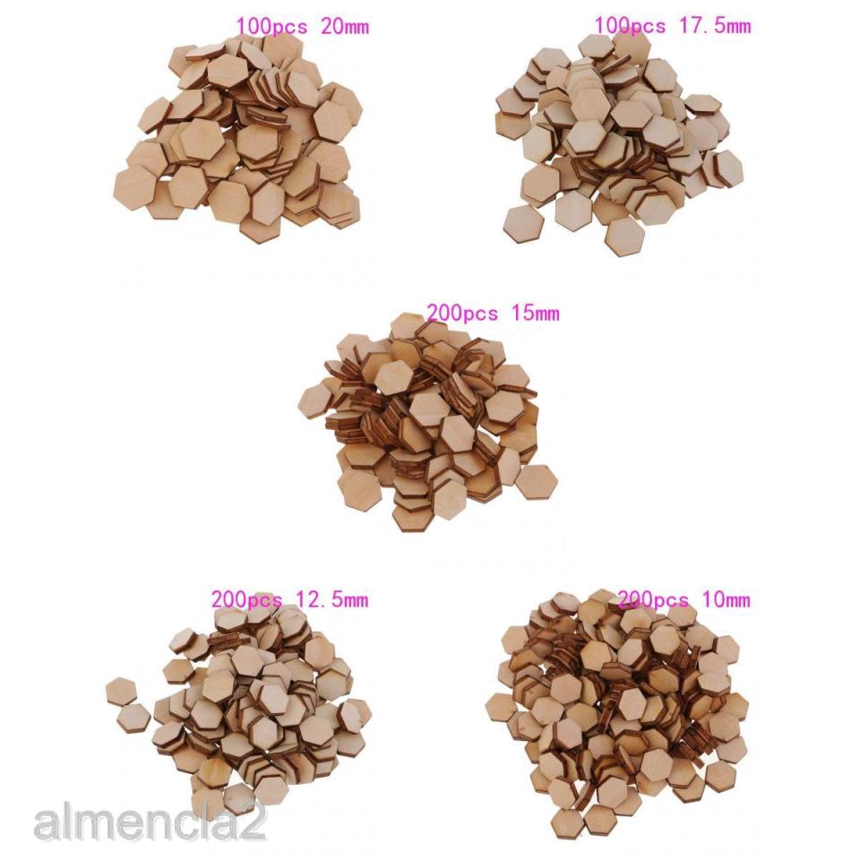Set 50 Miếng Gỗ Hình Lục Giác 60mm Trang Trí Thủ Công DIY Almencla2