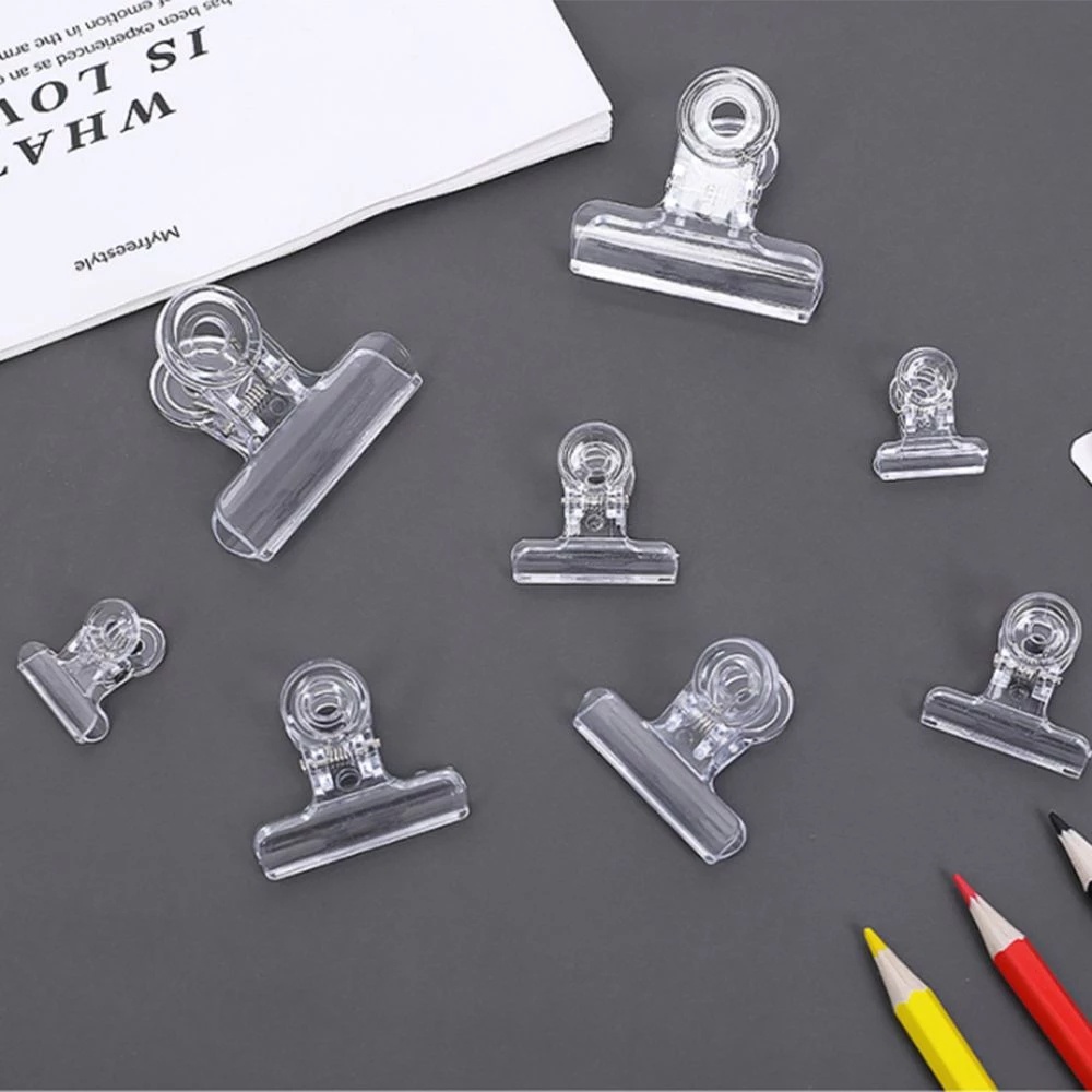 Kẹp ảnh tài liệu đóng kín miệng túi đồ ăn vặt acrylic trong suốt mini đuôi dài đơn giản nhỏ gọn
