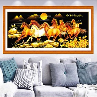 ❤FLASH SALE❤ [100x50CM-130x65CM] Tranh Đính Đá Ngựa Nền Đen - Mã Đáo Thành Công LG-1614
