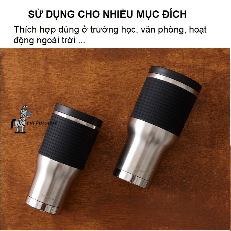 Ly giữ nhiệt Lock&amp;Lock nắp nhấn vỏ bọc Silicone Cylinder Tumbler dung tích 390ml/550ml