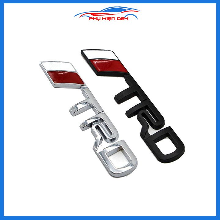 Logo tem dán chữ nổi TRD dùng dán đuôi cho xe ô tô hai màu đen mạ crom