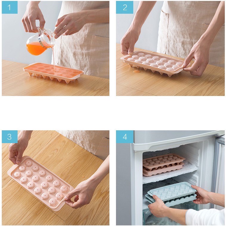 Khay Đựng Đá 33 Viên Có Nắp Khuôn Viên Tròn Có Thể Làm Kem Đá Hoa Quả Cao Cấp - Luxy Houseware | BigBuy360 - bigbuy360.vn