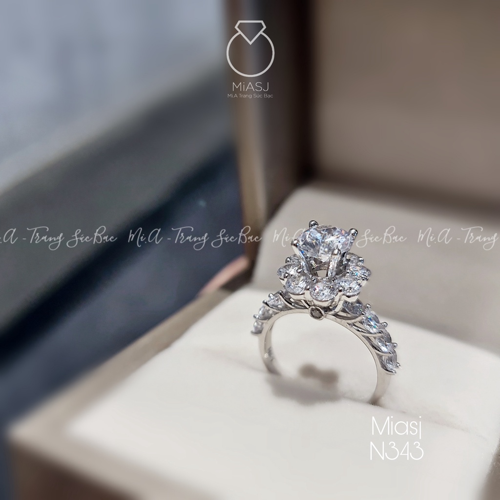 Nhẫn nữ bạc Ý S925 nạm đá xoàng 2 tầng cao cấp MiASJ N343 sang trọng