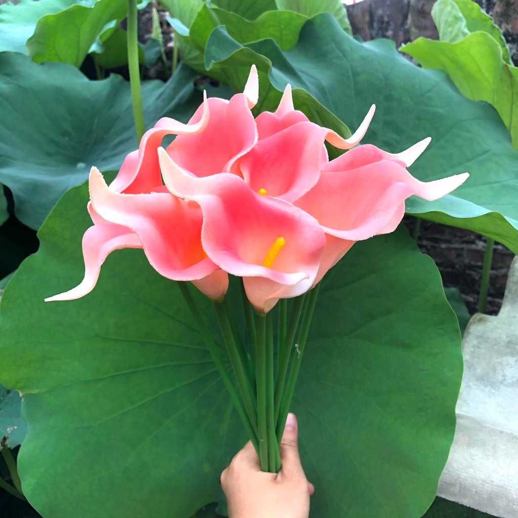 Hoa calla lyli giả chất liệu PU 1 cành 32 cm, hoa rum dùng để trang trí nhà cửa, chụp ảnh.