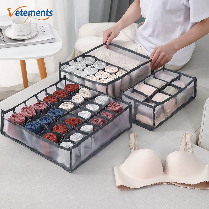 Hộp Chia Ngăn Đựng Vớ/Đồ Lót Chia Ngăn Bằng Vải Không Dệt Trong Suốt Chất Lượng Cao