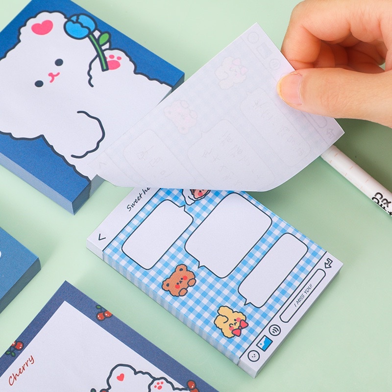 Set 80 note màu xanh cute