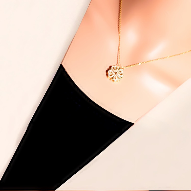 Dây Chuyền Thép Không Gỉ Mạ Vàng 18k Mặt Hình Cỏ Bốn Lá Đính Đá Kim Cương Nhân Tạo