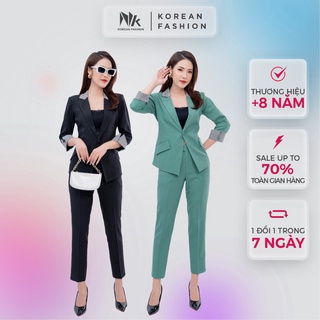 Bộ Vest Nữ Dáng Tay Lỡ Túi Chéo NK Fashion, Quần Tây Ống Đứng, Phong Cách Hàn Quốc NKFBD21 thumbnail