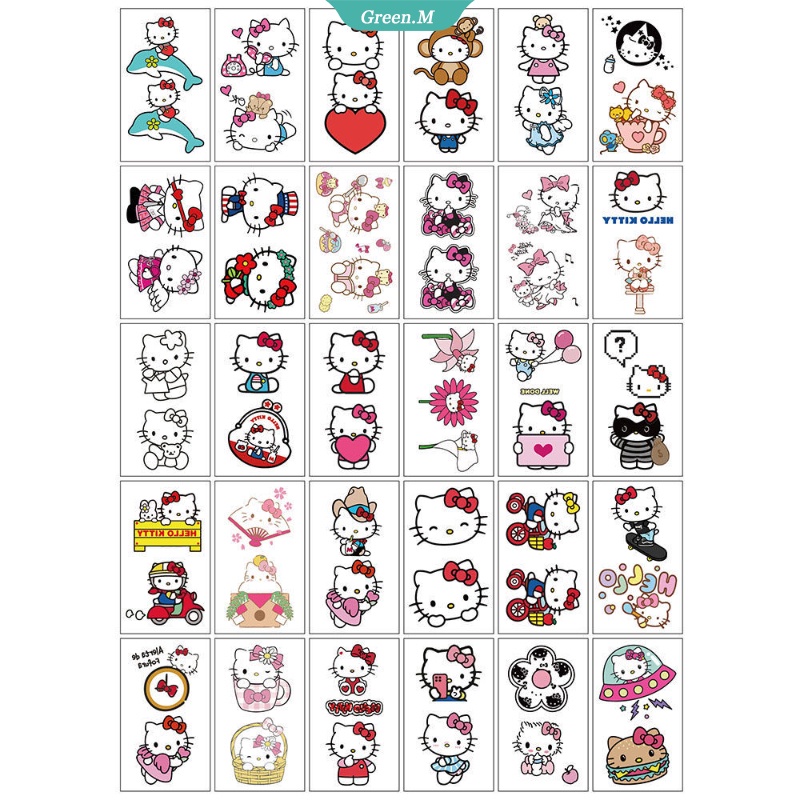 Bộ 30 Hình Xăm Dán Hello Kitty Kuromi My Melody Sanrio Đáng Yêu Chống Thấm Nước Và Bền