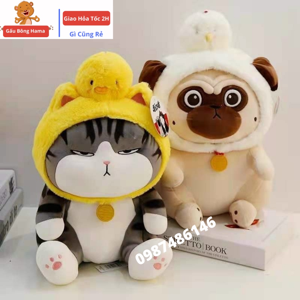 Gấu Bông Chó Nô Tài - Mèo Hoàng Thượng Cosplay - Chó Mèo Nhồi Bông Cao Cấp