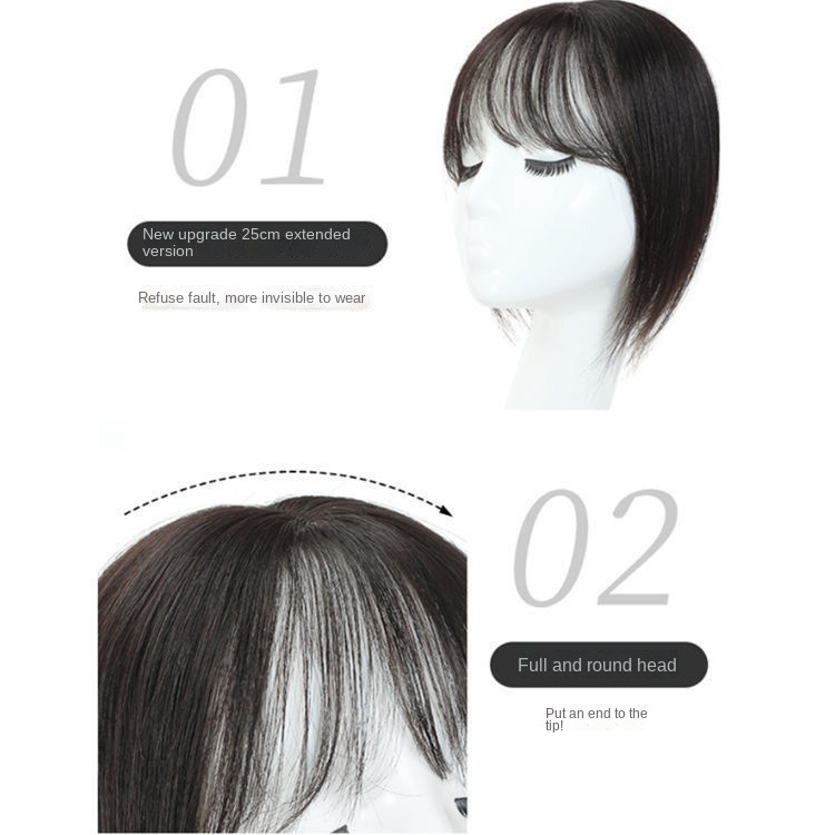 Bộ Tóc Giả Nữ Mái Ngố 3D Màu Trắng Thay Thế