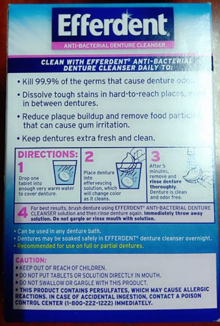Viên sủi ngâm răng hàm giả 102 viên Efferdent Complete Clean Anti-Bacterial Denture Cleanser 102 Tablets