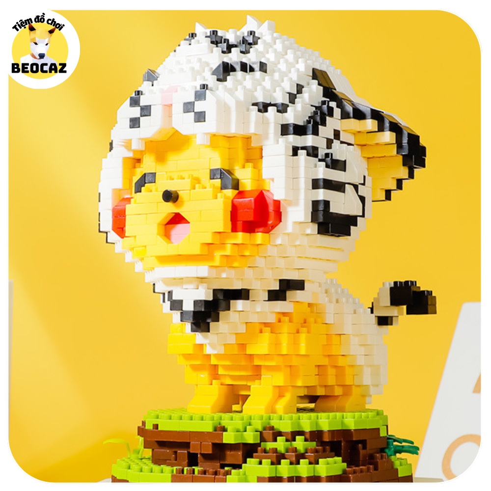Mô hình Pikachu lắp ghép Pokemon dễ thương cải trang hổ may mắn thần tài Tiệm Đồ chơi Beocaz quà tặng trang trí