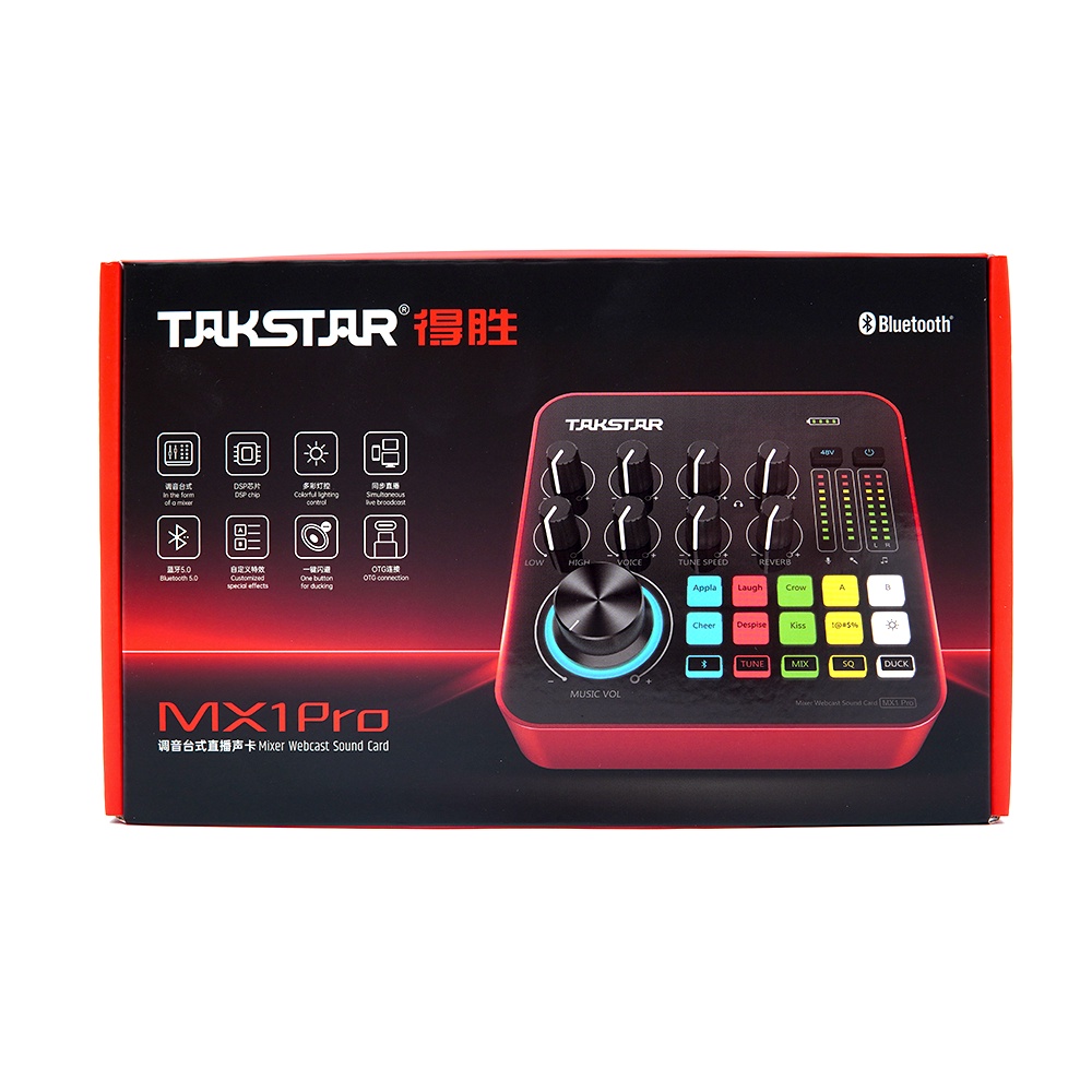 Sound Card Takstar MX1 Pro Tích Hợp Auto tune, Thu Âm, Livestream Hát Karaoke Chính Hãng Cao Cấp Bảo Hành 1 Năm