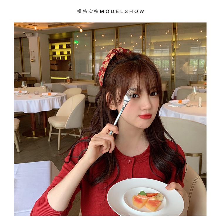 Dây Cột Tóc Thắt Nơ In Họa Tiết Hoa Phong Cách Hàn Quốc Cổ Điển Thời Trang Cho Nữ