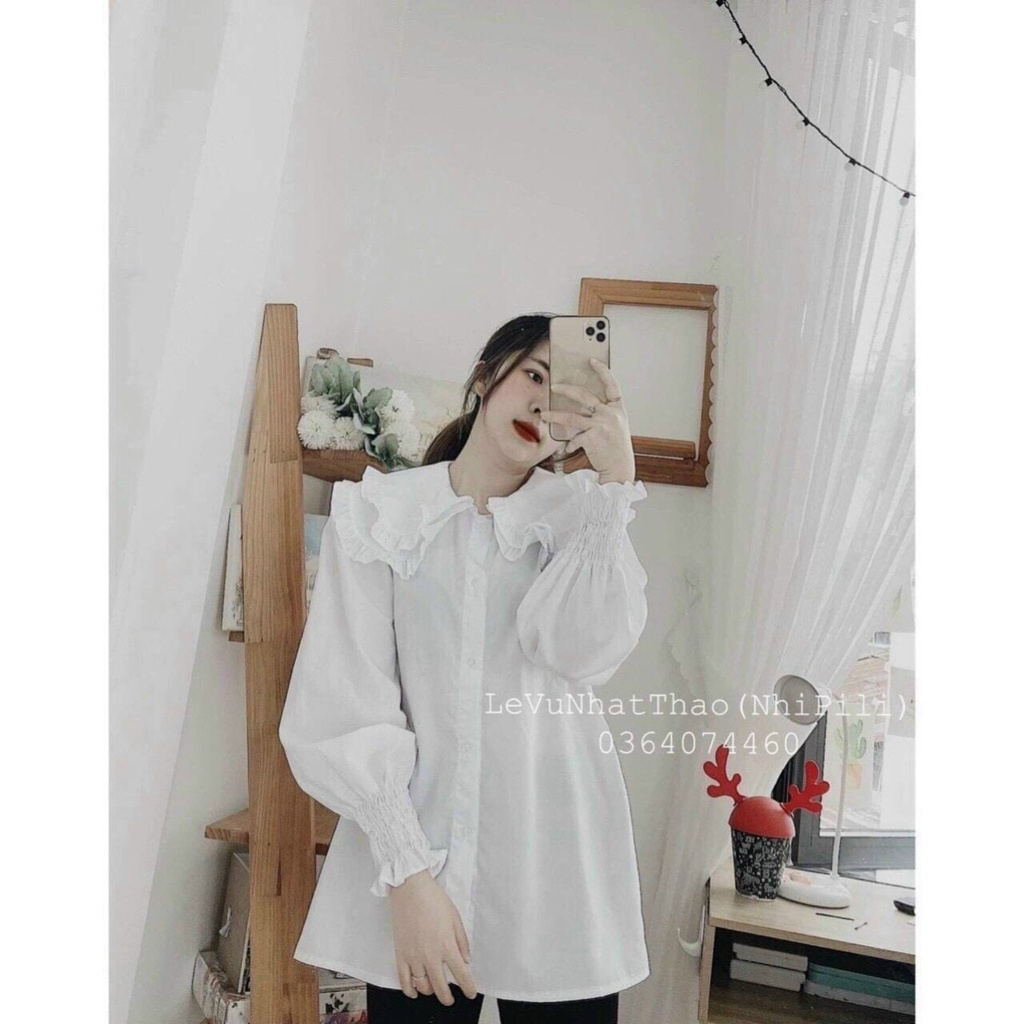 áo sơ mi nữ cổ bèo , áo babydoll tay bèo hàng QCCC loại 1 A00012 kaca