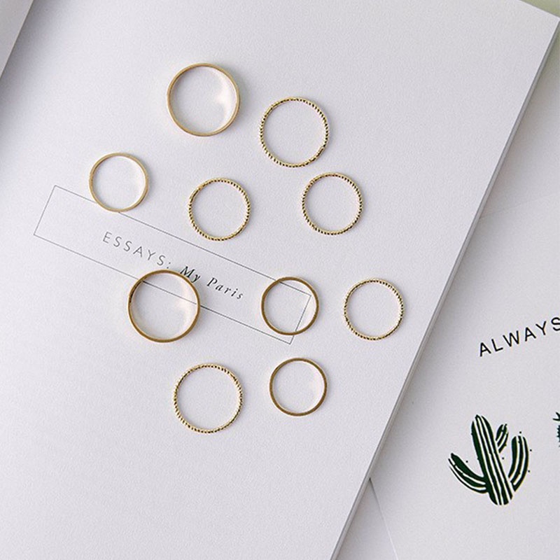 Bộ 10 Nhẫn Đeo Khớp Ngón Tay Thiết Kế Đơn Giản Cho Nữ Sinh