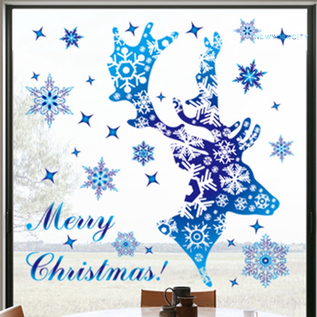 Sticker Dán Cửa Sổ Chống Tĩnh Điện Họa Tiết Bông Tuyết Tuần Lộc Giáng Sinh