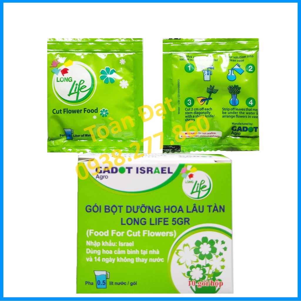 100 gói Bột Dưỡng Hoa Long Life, Thuốc Dưỡng Hoa Lâu Tàn, Không Thối Nước, dưỡng chất cắm hoa tươi
