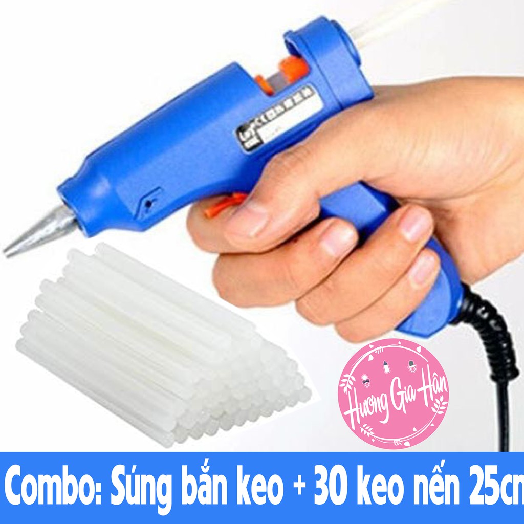 Combo: Súng bắn keo loại 20w + 30 cây keo nến 7mm (dài 25cm)