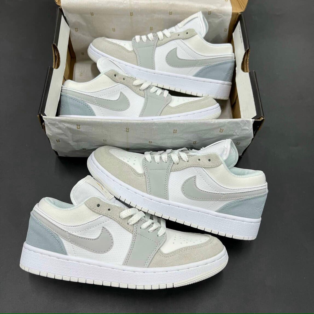 Giày 𝐉𝐨𝐫𝐝𝐚𝐧 1 Low paris xám xanh cổ thấp, Sneaker thể thao JD1 Nam Nữ hàng đẹp Full BOX BILL