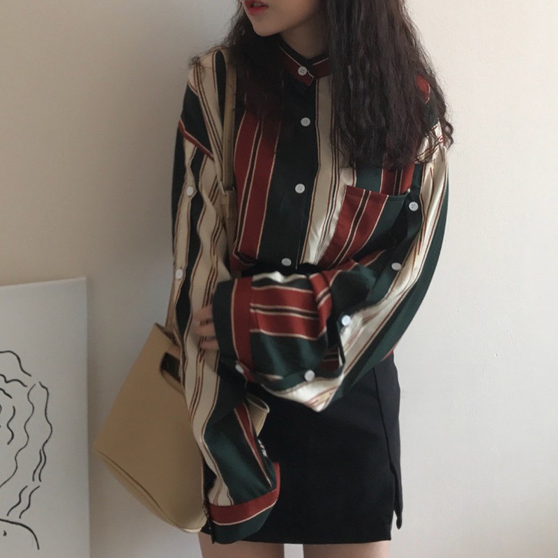 (ORDER) Áo sơ mi retro kẻ sọc