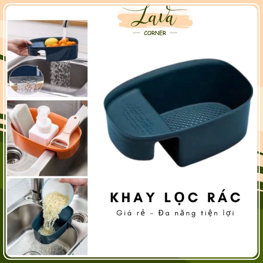 Khay Lọc Rác Gác Bồn Rửa Chén, Khay Nhựa Bầu Dục Đựng Giẻ, Xà Phòng