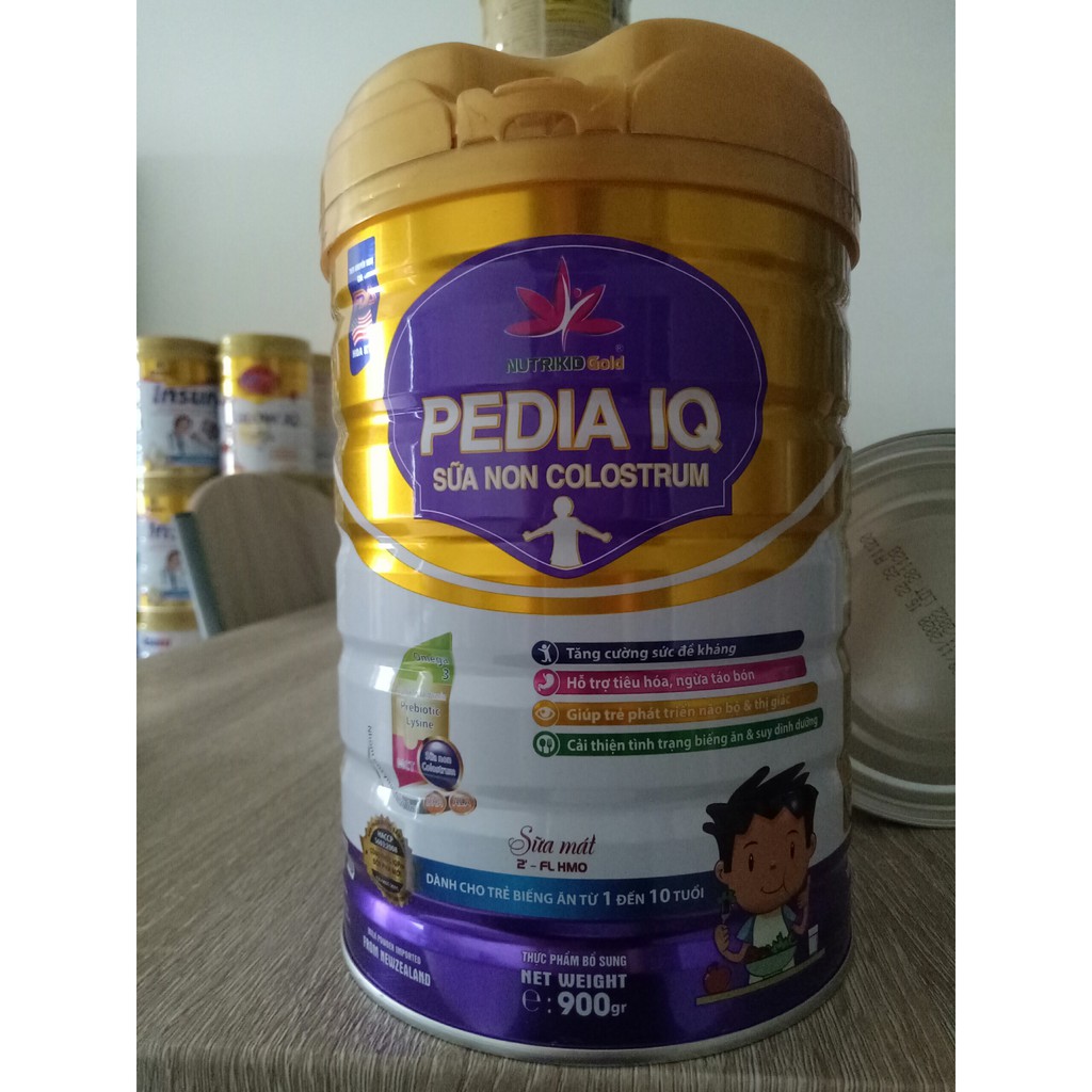 Sữa bột cho trẻ biếng ăn, tiêu hóa kém Nutrikidgold Pedia IQ 900g bổ sung Sữa Non Colostrum