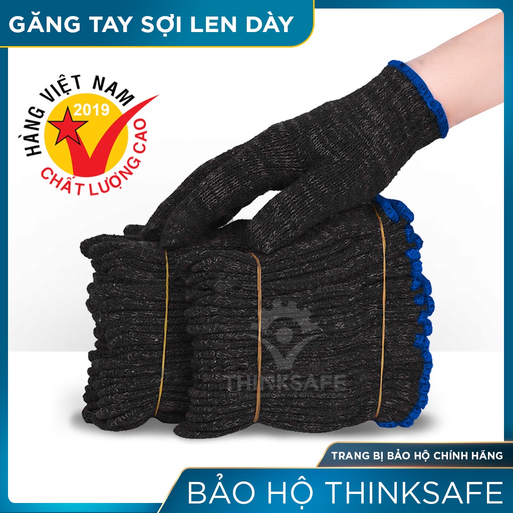 Găng tay bảo hộ lao động sợi len Thinksafe, bao tay đa dụng, bảo vệ tay chống trơn trượt thao tác linh hoạt găng - 80g