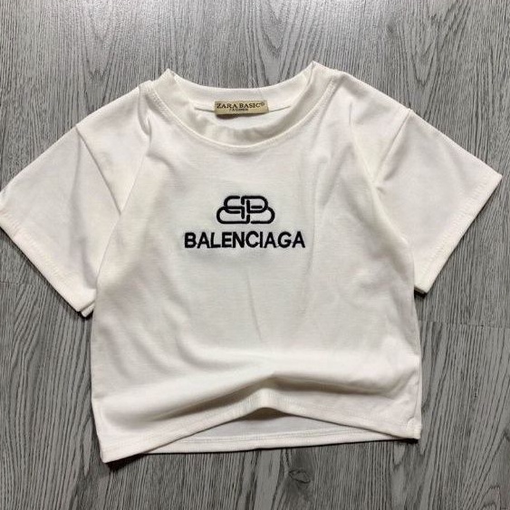 Áo croptop top thêu chữ &quot;BALEN_CIAGA&quot;