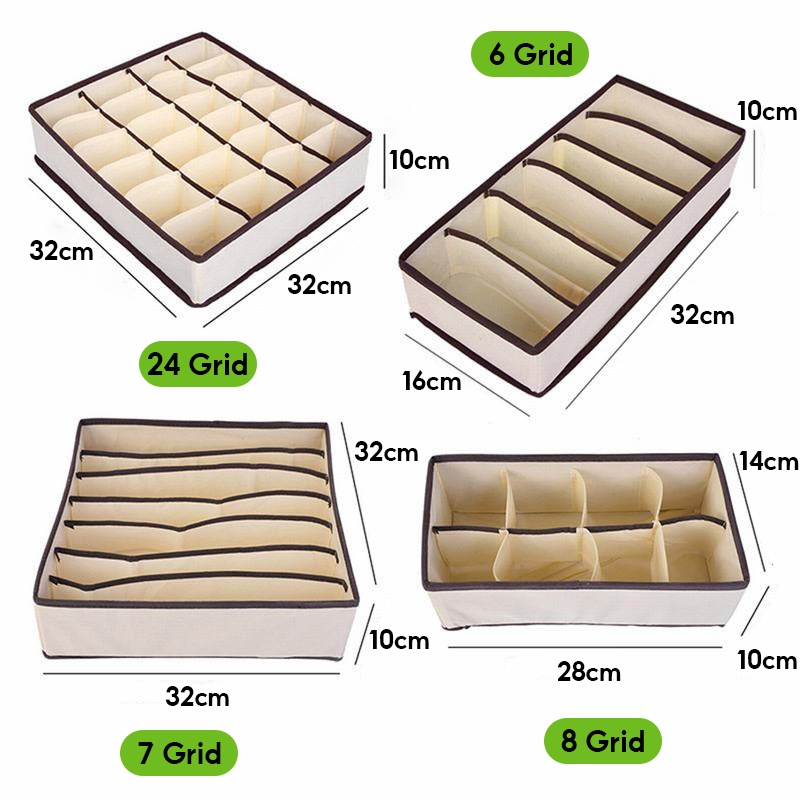 Hộp vải chia  Hộp đựng đồ lót vải không dệt (cái 6, 7, 8, 24 ngăn)-Khay bảo quản đựng tất vớ sạch sẽ, tiết kiệm diện tích-mi thun  đa năng khay túi vải cao cấp  sắp xếp gọn gàng tủ đồ Nhật