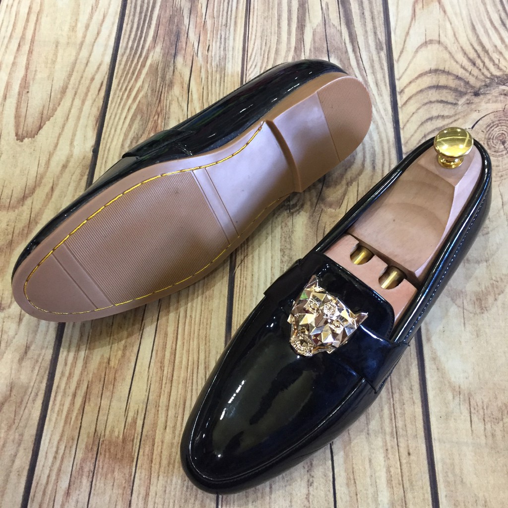 Giầy tây giày lười nam hàn quốc bóng logo hổ báo may đế ( chất store ) | BigBuy360 - bigbuy360.vn