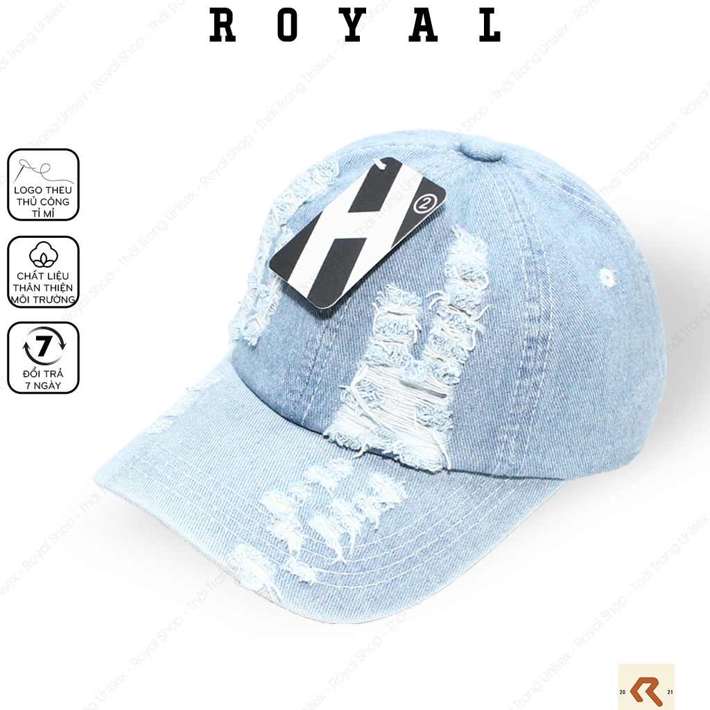 Mũ Lưỡi Trai Nón Lưỡi Trai Nam Nữ Jeans Đen Xanh Rách Vải Denim Nón Kết - Royal Caps