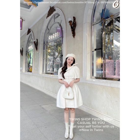 Váy dạ tweed tiểu thư vintage sang chảnh chất dạ tex cao cấp (𝐺𝑢𝑐ℎ𝑦 𝑣𝑖𝑛𝑡𝑎𝑔𝑒 𝑤ℎ𝑖𝑡𝑒 𝑑𝑟𝑒𝑠𝑠 )
