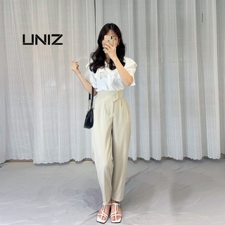( Ảnh Thật ) Quần baggy chát ruby cao cấp 2 cúc cạp lệch UNIZ 121