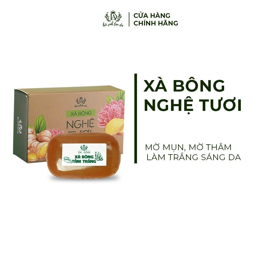 Xà bông nghệ tươi Dr. ÁNH giúp giảm mụn ẩn, mờ thâm, làm trắng sáng da 57g