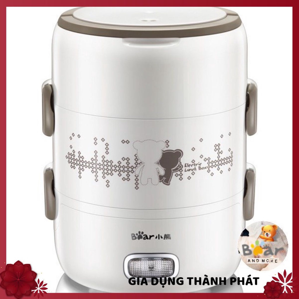 Hộp cơm cắm điện Bear DFH-S2358, dung tích 2L, 3 tầng, nấu chín, giữ nhiệt và hâm nóng cho thức ăn, dùng inox 304