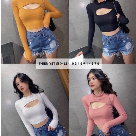 ÁO KIỂU TAY DÀI NỮ XẺ NGỰC VKV ALOHASHOP91