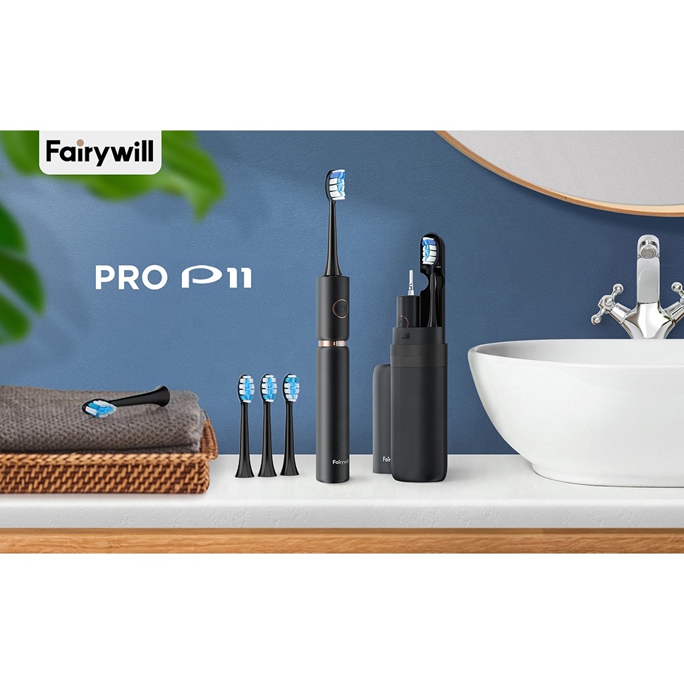 Bàn chải điện Fairywill P11 xuất USA, series PRO công nghệ sóng âm sonic