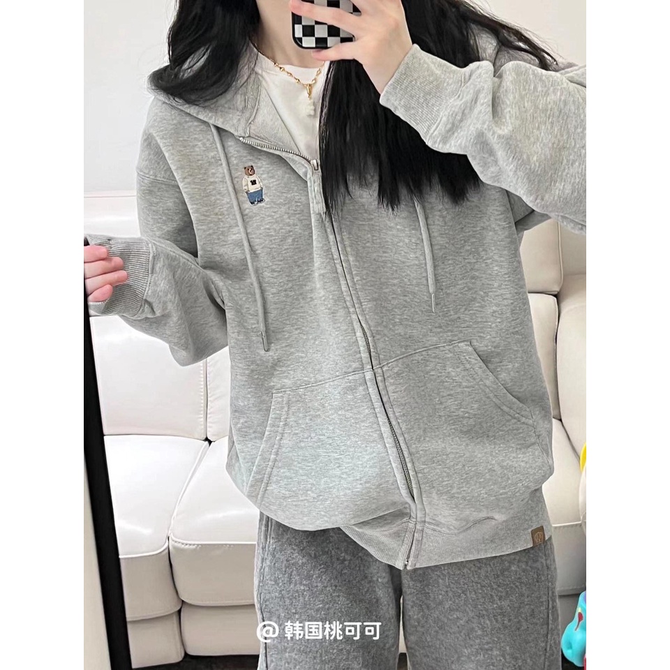 ÁO KHOÁC NỈ MŨ HÌNH 4 MÀU CHO NỮ