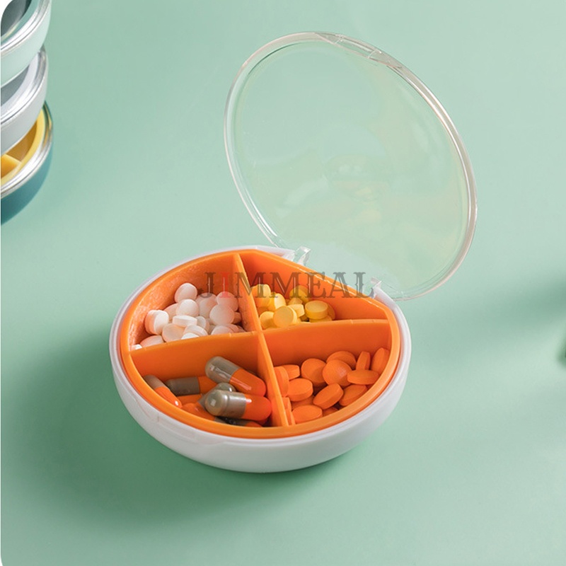 Hộp Đựng Thuốc Mini 4 Ngăn Có Dao Chia Nhỏ Thuốc Chống Ẩm Tiện Dụng Khi Đi Làm, Đi Học, Du Lịch