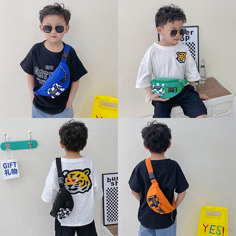 Túi Đeo Chéo Ngực In Họa Tiết Caro Đơn Giản Thời Trang Cho Bé