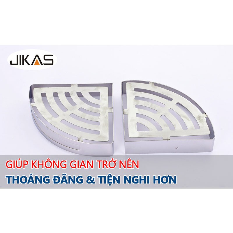 Giá kệ treo tường phòng tắm đa năng 2 tầng inox 304, có móc treo khăn, bông tắm 9047