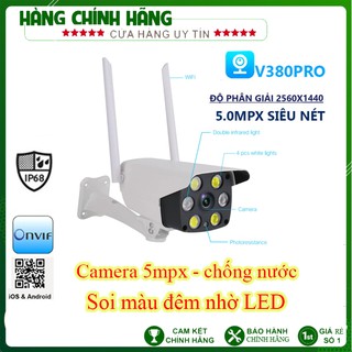 Camera wifi chống nước 5mpx V380 pro V587 - camera wifi chống trộm, soi đêm có màu giá rẻ