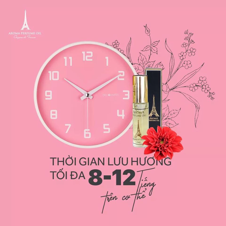 Tinh dầu nước hoa Pháp Aroma, dạng lăn mini 12ml, gồm 18 mùi nuoc hoa nam nu ( For woman and Man )Chính hãng.