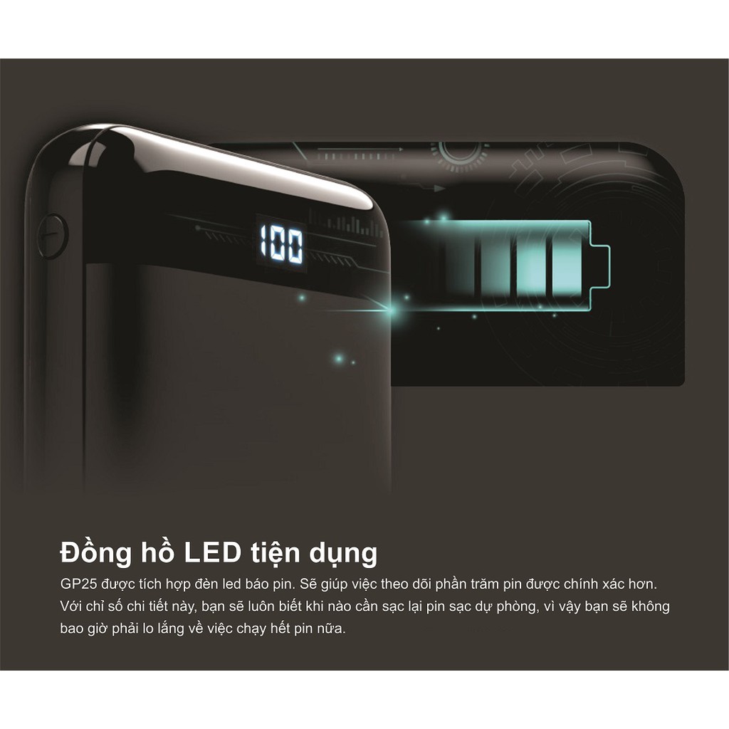 Pin sạc dự phòng Silicon Power - GP25 10.000mAh - Thiết kế nhỏ gọn - Hàng chính hãng. Bảo hành 12 tháng