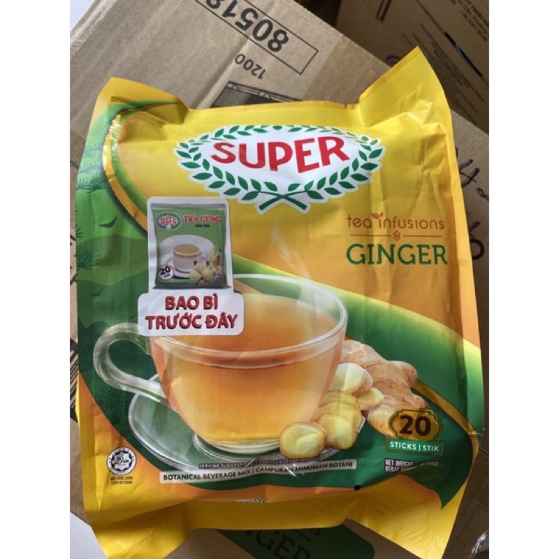 Trà Gừng Hoà Tan Super Ginger Tea 400gr mẫu mới