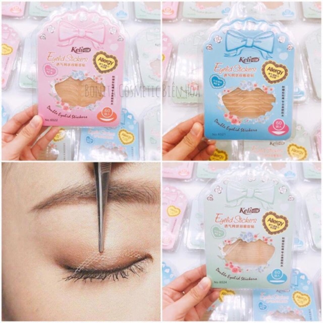 Kích Mí Lưới Siêu Mỏng Keli Bộ 60 Miếng, Kèm Keo Dán Và Nhíp