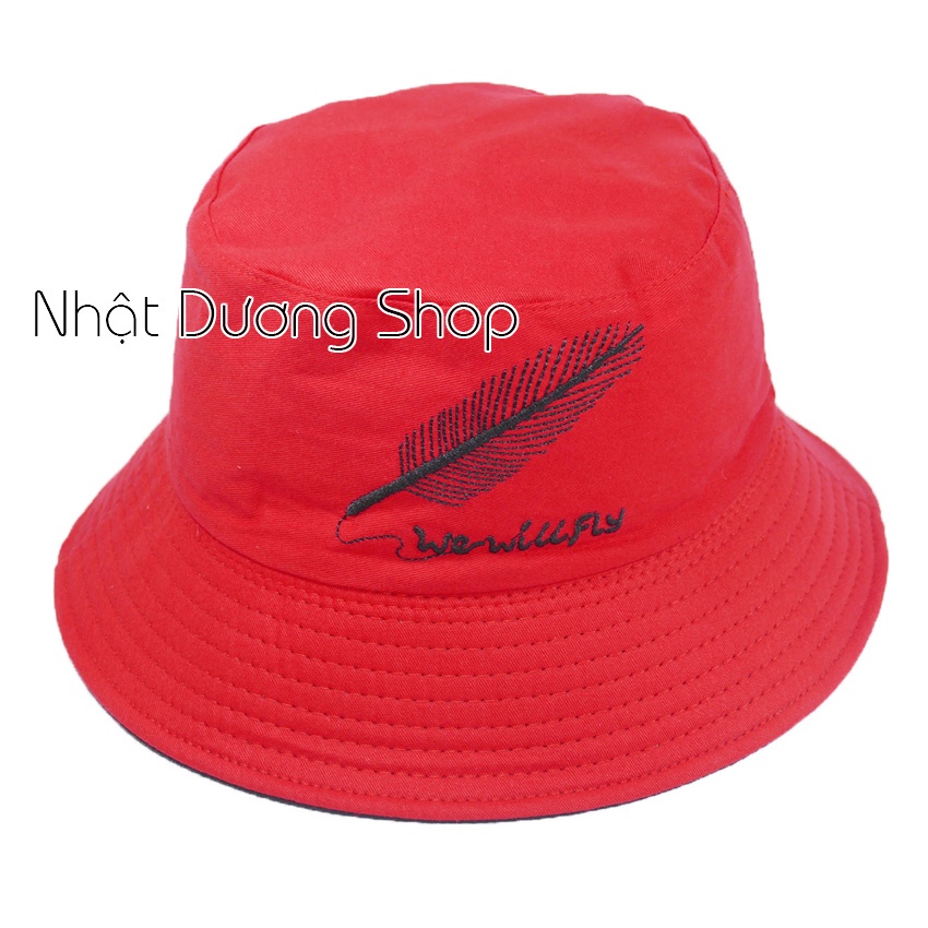 [ Hình thật ] Nón bucket chiếc lá 2 mặt mũ tai bèo vành nhỏ thêu chiếc lá phù hợp cho nam và nữ