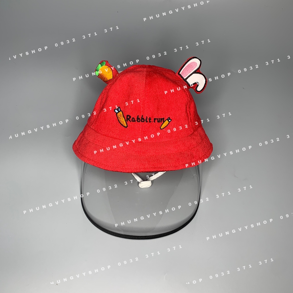 Bé &lt;2 tuổi/ Vòngđầu 49.5cm– Mũ CHỐNG GIỌT BẮN cho bé trai bé gái - RAB RUN- Nón cản bụi trẻ em